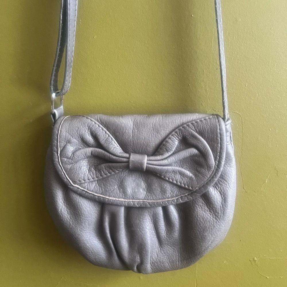 Vintage Grey Leather Crossbody Gray Bag Made in Italy Purse Shoulder Bag Classic